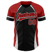 Load image into Gallery viewer, Custom Black Red-White 3D Pattern Design Curve Solid Authentic Baseball Jersey