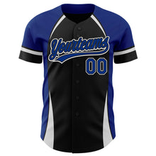 Load image into Gallery viewer, Custom Black Royal-White 3D Pattern Design Curve Solid Authentic Baseball Jersey