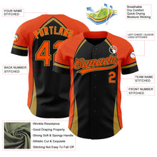 Load image into Gallery viewer, Custom Black Orange-Old Gold 3D Pattern Design Curve Solid Authentic Baseball Jersey