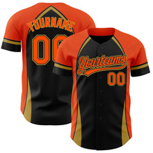 Load image into Gallery viewer, Custom Black Orange-Old Gold 3D Pattern Design Curve Solid Authentic Baseball Jersey