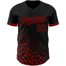 Load image into Gallery viewer, Custom Black Red 3D Pattern Design Leopard Print Fade Fashion Authentic Baseball Jersey