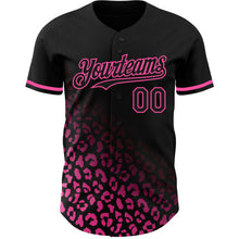 Load image into Gallery viewer, Custom Black Pink 3D Pattern Design Leopard Print Fade Fashion Authentic Baseball Jersey