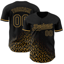 Load image into Gallery viewer, Custom Black Old Gold 3D Pattern Design Leopard Print Fade Fashion Authentic Baseball Jersey