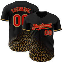 Load image into Gallery viewer, Custom Black Red-Old Gold 3D Pattern Design Leopard Print Fade Fashion Authentic Baseball Jersey