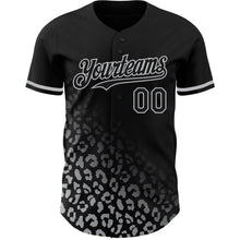 Load image into Gallery viewer, Custom Black Gray 3D Pattern Design Leopard Print Fade Fashion Authentic Baseball Jersey