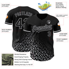 Load image into Gallery viewer, Custom Black Gray 3D Pattern Design Leopard Print Fade Fashion Authentic Baseball Jersey