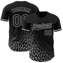 Load image into Gallery viewer, Custom Black Gray 3D Pattern Design Leopard Print Fade Fashion Authentic Baseball Jersey