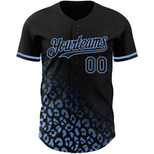 Load image into Gallery viewer, Custom Black Light Blue 3D Pattern Design Leopard Print Fade Fashion Authentic Baseball Jersey