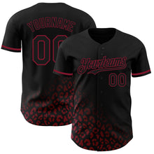 Load image into Gallery viewer, Custom Black Crimson 3D Pattern Design Leopard Print Fade Fashion Authentic Baseball Jersey