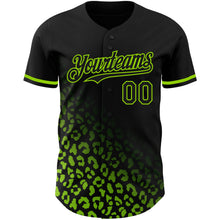 Load image into Gallery viewer, Custom Black Neon Green 3D Pattern Design Leopard Print Fade Fashion Authentic Baseball Jersey