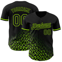 Load image into Gallery viewer, Custom Black Neon Green 3D Pattern Design Leopard Print Fade Fashion Authentic Baseball Jersey