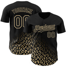 Load image into Gallery viewer, Custom Black Vegas Gold 3D Pattern Design Leopard Print Fade Fashion Authentic Baseball Jersey