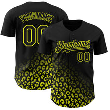 Load image into Gallery viewer, Custom Black Neon Yellow 3D Pattern Design Leopard Print Fade Fashion Authentic Baseball Jersey