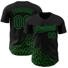 Load image into Gallery viewer, Custom Black Grass Green 3D Pattern Design Leopard Print Fade Fashion Authentic Baseball Jersey