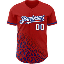 Load image into Gallery viewer, Custom Red White-Royal 3D Pattern Design Leopard Print Fade Fashion Authentic Baseball Jersey