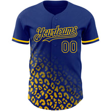Load image into Gallery viewer, Custom Royal Yellow 3D Pattern Design Leopard Print Fade Fashion Authentic Baseball Jersey