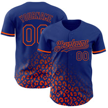 Load image into Gallery viewer, Custom Royal Orange 3D Pattern Design Leopard Print Fade Fashion Authentic Baseball Jersey