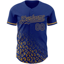 Load image into Gallery viewer, Custom Royal Old Gold 3D Pattern Design Leopard Print Fade Fashion Authentic Baseball Jersey