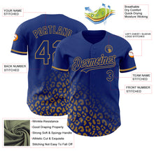 Load image into Gallery viewer, Custom Royal Old Gold 3D Pattern Design Leopard Print Fade Fashion Authentic Baseball Jersey