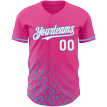 Load image into Gallery viewer, Custom Navy White-Light Blue 3D Pattern Design Leopard Print Fade Fashion Authentic Baseball Jersey
