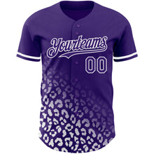 Load image into Gallery viewer, Custom Purple White 3D Pattern Design Leopard Print Fade Fashion Authentic Baseball Jersey