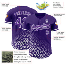 Load image into Gallery viewer, Custom Purple White 3D Pattern Design Leopard Print Fade Fashion Authentic Baseball Jersey
