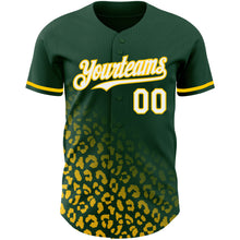 Load image into Gallery viewer, Custom Green White-Yellow 3D Pattern Design Leopard Print Fade Fashion Authentic Baseball Jersey
