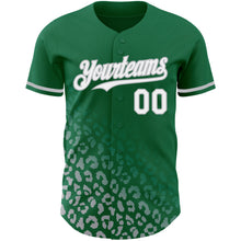 Load image into Gallery viewer, Custom Kelly Green White-Gray 3D Pattern Design Leopard Print Fade Fashion Authentic Baseball Jersey
