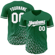 Load image into Gallery viewer, Custom Kelly Green White-Gray 3D Pattern Design Leopard Print Fade Fashion Authentic Baseball Jersey