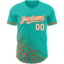 Load image into Gallery viewer, Custom Aqua White-Orange 3D Pattern Design Leopard Print Fade Fashion Authentic Baseball Jersey