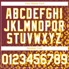 Load image into Gallery viewer, Custom Burgundy White-Gold 3D Pattern Design Leopard Print Fade Fashion Authentic Baseball Jersey