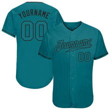 Load image into Gallery viewer, Custom Teal Teal-Black Authentic Baseball Jersey
