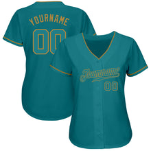 Load image into Gallery viewer, Custom Teal Teal-Old Gold Authentic Baseball Jersey