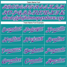 Load image into Gallery viewer, Custom Teal White Pinstripe Purple-White Authentic Baseball Jersey