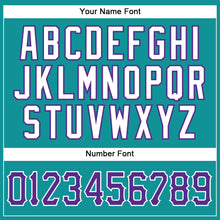 Load image into Gallery viewer, Custom Teal White Pinstripe Purple-White Authentic Baseball Jersey