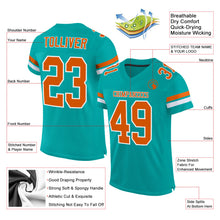 Load image into Gallery viewer, Custom Aqua Texas Orange-White Mesh Authentic Football Jersey