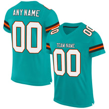 Load image into Gallery viewer, Custom Aqua White-Orange Mesh Authentic Football Jersey