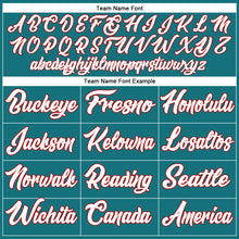 Load image into Gallery viewer, Custom Teal White-Red Authentic Baseball Jersey