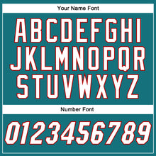 Load image into Gallery viewer, Custom Teal White-Red Authentic Baseball Jersey
