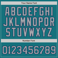 Load image into Gallery viewer, Custom Teal Gray Pinstripe Gray-Navy Authentic Baseball Jersey