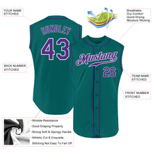 Load image into Gallery viewer, Custom Aqua Purple-White Authentic Sleeveless Baseball Jersey