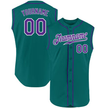 Load image into Gallery viewer, Custom Aqua Purple-White Authentic Sleeveless Baseball Jersey