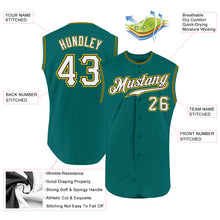 Load image into Gallery viewer, Custom Aqua White-Gold Authentic Sleeveless Baseball Jersey