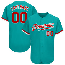 Load image into Gallery viewer, Custom Aqua Red-White Authentic Baseball Jersey