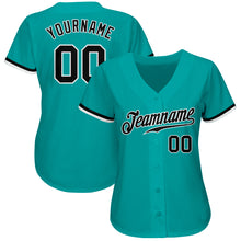 Load image into Gallery viewer, Custom Aqua Black-White Authentic Baseball Jersey