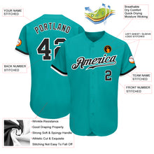 Load image into Gallery viewer, Custom Aqua Black-White Authentic Baseball Jersey