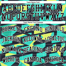 Load image into Gallery viewer, Custom Aqua Black-Neon Green Round Neck Sublimation Basketball Suit Jersey