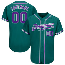 Load image into Gallery viewer, Custom Teal Purple-White Authentic Baseball Jersey