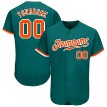 Load image into Gallery viewer, Custom Teal Orange-White Authentic Baseball Jersey