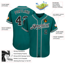 Load image into Gallery viewer, Custom Teal Black-White Authentic Baseball Jersey